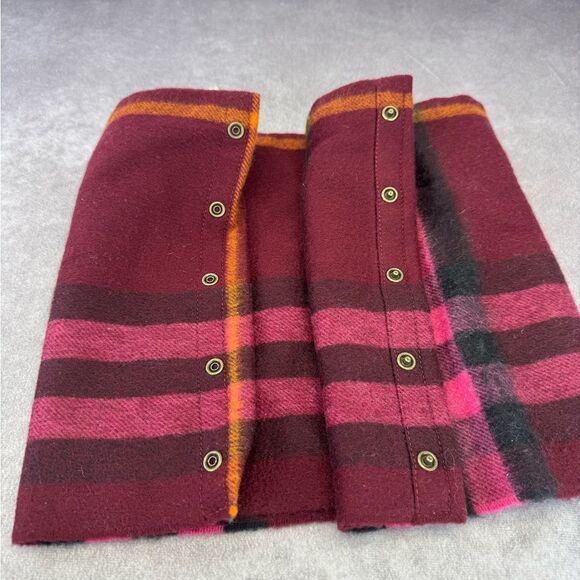 Burberry Giant Check Plaid Wool Snood Scarf Cochineal NWT - Picture 4 of 9